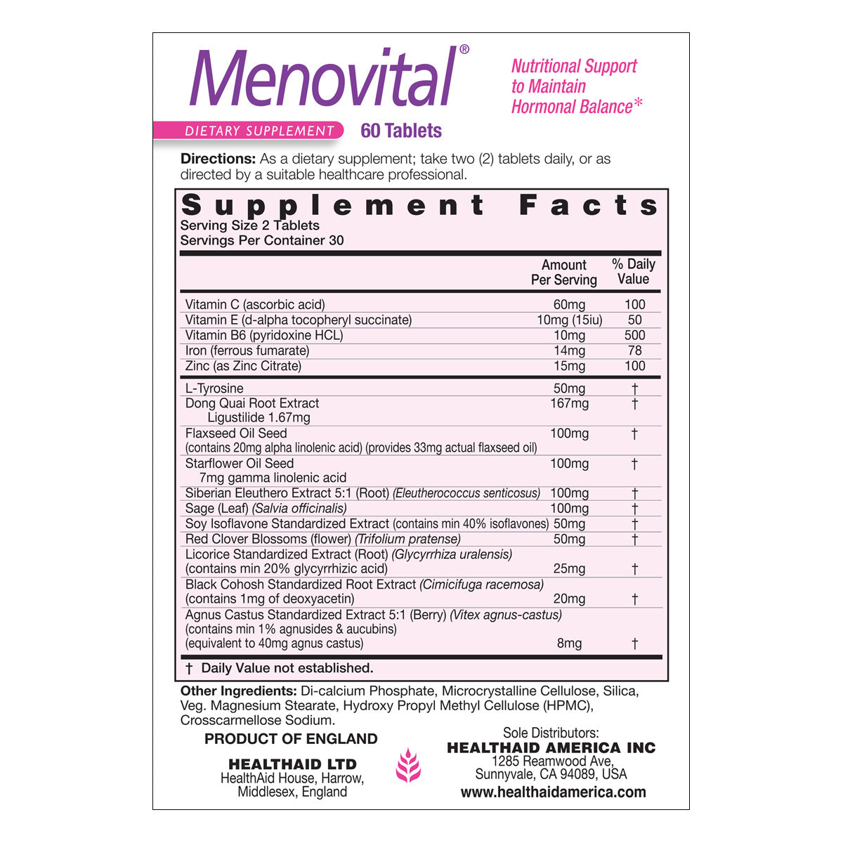 Mensovit HealthAid Menovital Hormonal Balance Support Tablets – HealthAid America